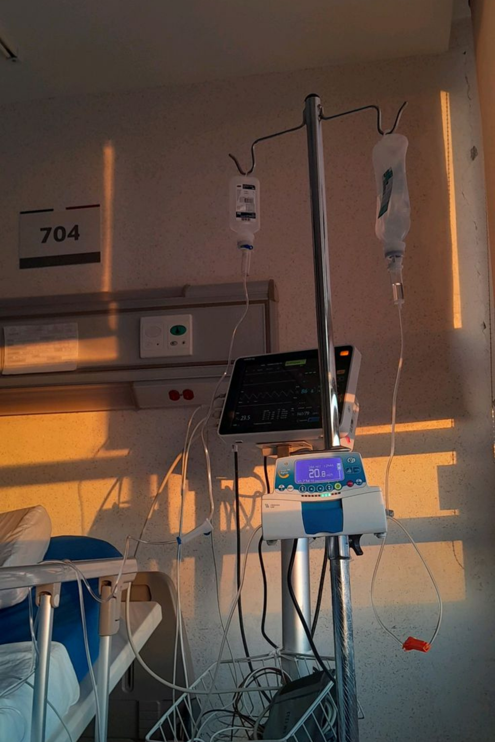A hospital room set up for patient recovery